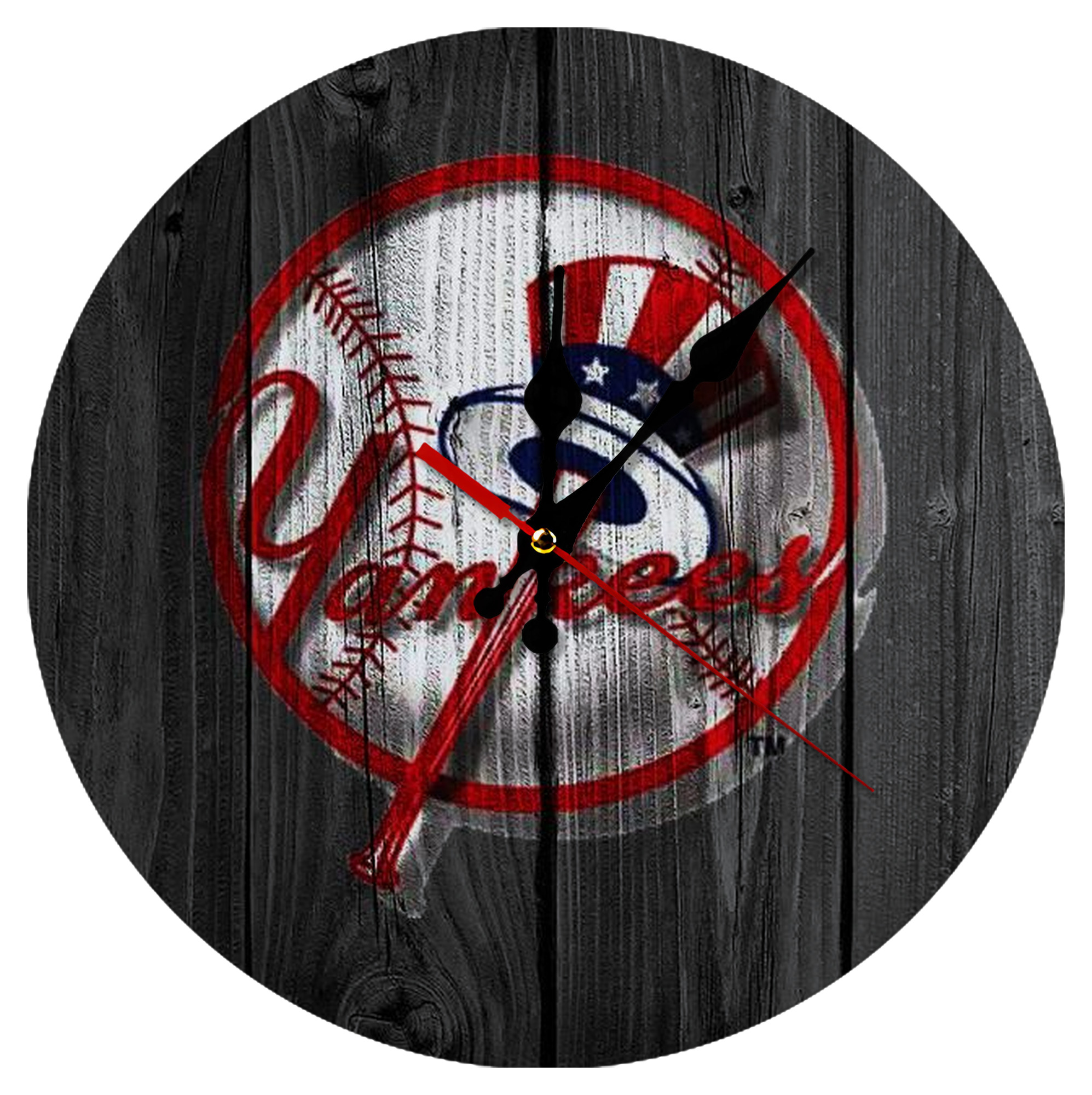 New York Yankees 131 Silent Round Wall Clock – Modern & Stylish DIY Design, Durable Wood Construction, Easy To Install – Perfect For Office, Bedroom, Living Room, And More